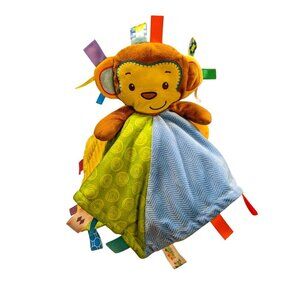 Taggies Patchkin Pals Monkey Baby Security Blanket Yellow Blue Green Lovey Plush